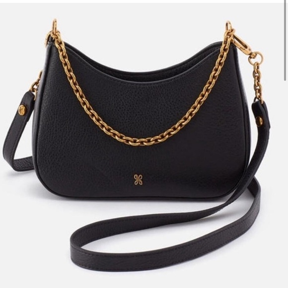 NWT ✨ Hobo Rosa Crossbody Pebbled Black Leather Gold Chain Strap - Picture 2 of 14